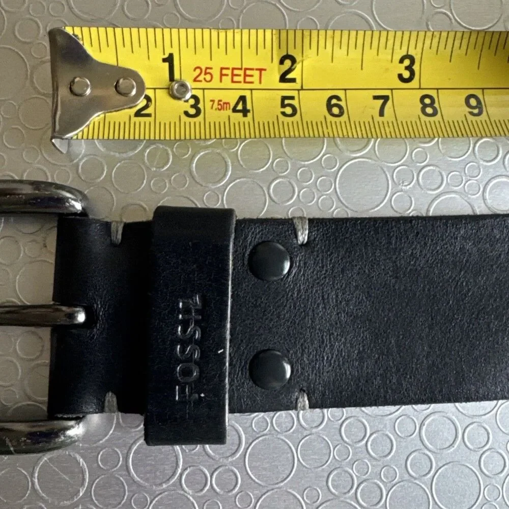 Vintage Fossil Mens Belt 42 Black Retro Classic Leather Gorpcore Unisex Western